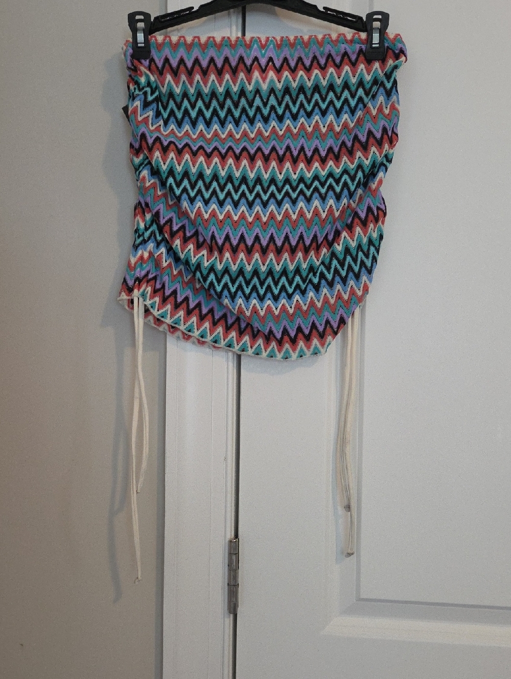 No Boundaries Multicolor Chevron Drawstring Mini Skirt